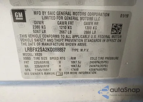 2019 Buick Envision Awd Essence z USA, uszkodzony, nr VIN LRBFX2SA2KD088857